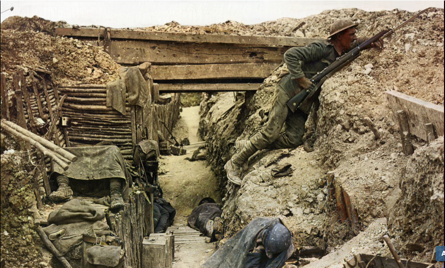 A British Soldier in a WW1 Trench on the Western Front